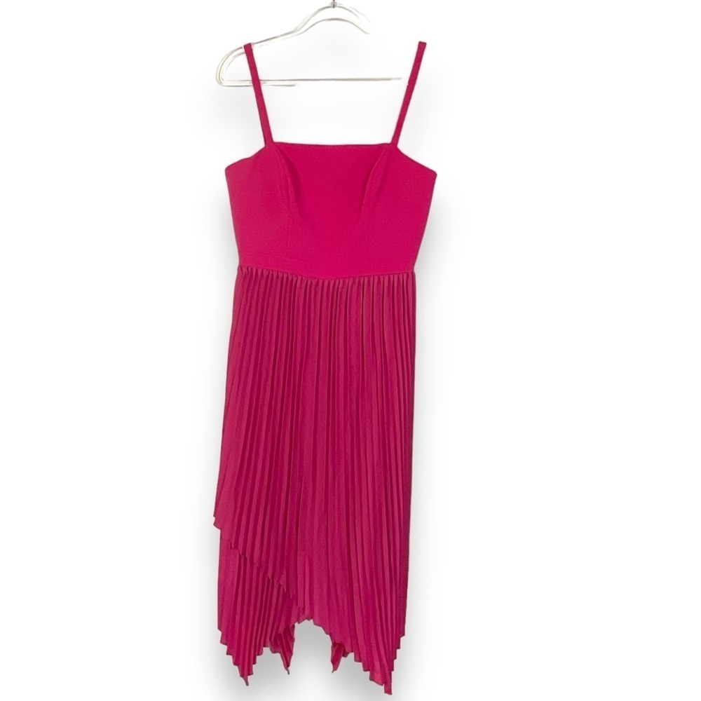 House of Harlow 1960 Dress Dark‎ Pink Pleated Midi Party Cocktail Size XS